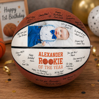 1歳の誕生日パーティーのサイン寄せに最適なグッズです。 バスケットボール