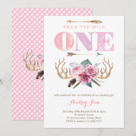 1歳の誕生日パーティーの招待状、彼女はワイルドワン 招待状