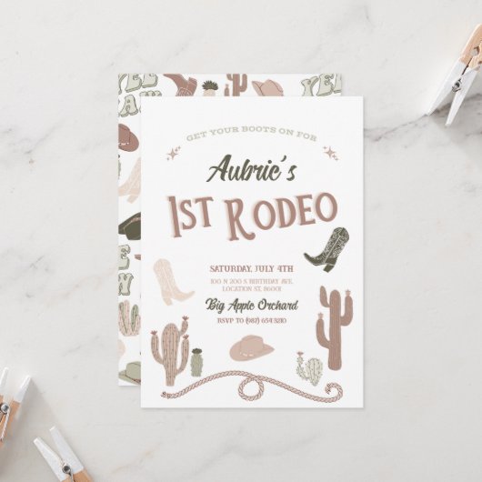 1歳の誕生日パーティーの招待状 招待状 (正面/裏面インサイチュ)