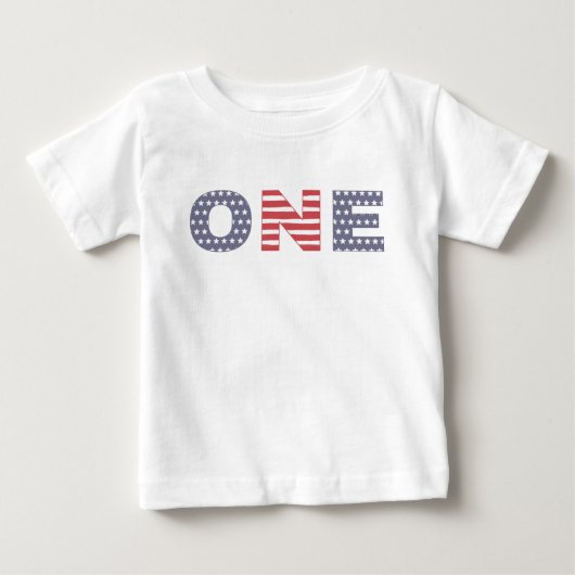 1歳の誕生日パーティーの服、独立記念日 ベビーTシャツ (正面)