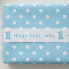 1歳の誕生日パーティーの男の子ブルーワン サテンリボン