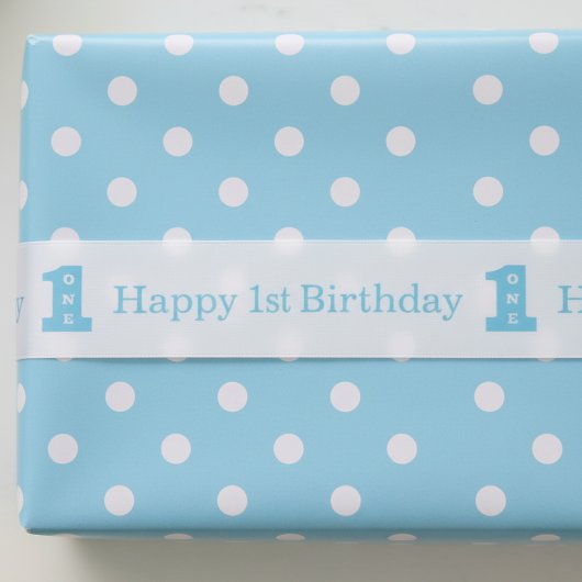 1歳の誕生日パーティーの男の子ブルーワン サテンリボン