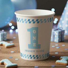 1歳の誕生日パーティーの男の子ブルーワン 紙コップ