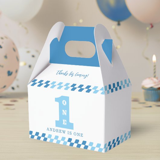 1歳の誕生日パーティーの男の子向けブルー ワン フェイバーボックス