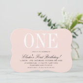 1歳の誕生日パーティーエレガントベビーピンクガールONE 招待状 (スタンド正面)