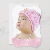 1歳の誕生日パーティーシンデレラピンクキャリッジケーキ 招待状 (裏面)