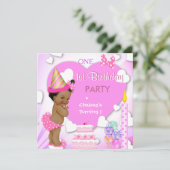 1歳の誕生日パーティーピンクエスニックアフリカアメリカ 招待状 (スタンド正面)