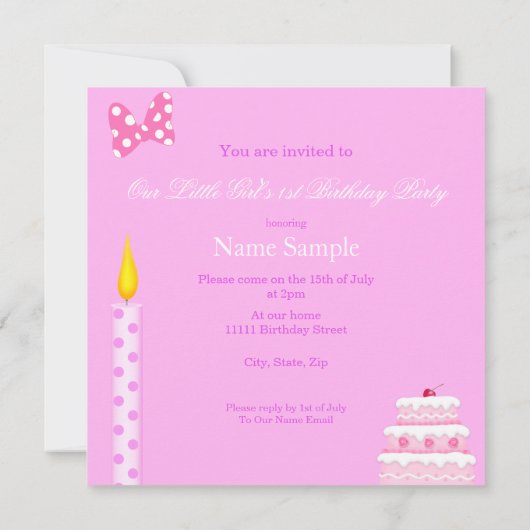 1歳の誕生日パーティーピンクエスニックアフリカアメリカ 招待状 (裏面)