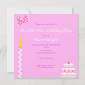 1歳の誕生日パーティーピンクブロンドベビーガール 招待状 (裏面)