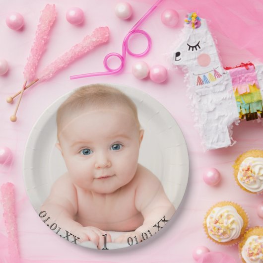 1歳の誕生日パーティーベビー撮影日時 ペーパープレート (パーティー)