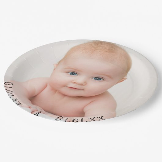 1歳の誕生日パーティーベビー撮影日時 ペーパープレート (アングル)