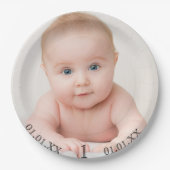 1歳の誕生日パーティーベビー撮影日時 ペーパープレート (正面)