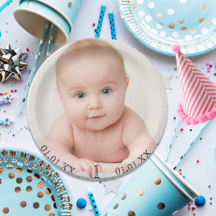 1歳の誕生日パーティーベビー撮影日時 ペーパープレート