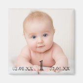 1歳の誕生日パーティーベビー撮影日時 マグネット (正面)