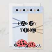 1歳の誕生日パーティーラディバグズブルー祝ブラウン 招待状 (裏面)