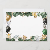 1歳の誕生日パーティー写真ジャングルサファリワイルドワン 招待状 (裏面)