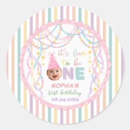 1歳の誕生日パーティー女の子 ラウンドシール