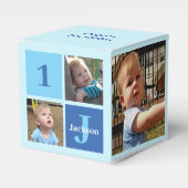 1歳の誕生日パーティー少年フォトコラージングブルー フェイバーボックス (正面サイド)