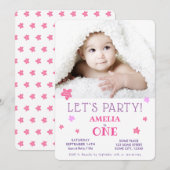 1歳の誕生日パーティー招待状カード 招待状 (正面/裏面)