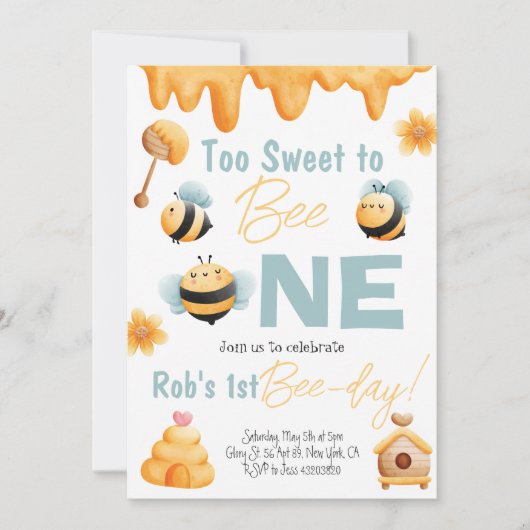 1歳の誕生日パーティー招待状　スイートすぎる 招待状 (正面)