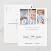 1歳の誕生日パーティー招待状 フォト 男の子, パーティー招待状 ポストカード (正面/裏面)