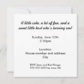 1歳の誕生日パーティー招待状 招待状 (裏面)