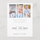 1歳の誕生日パーティー招待状 男の子の写真 ポストカード (正面)