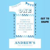 1歳の誕生日パーティー男子 青い1の写真 サンキューカード