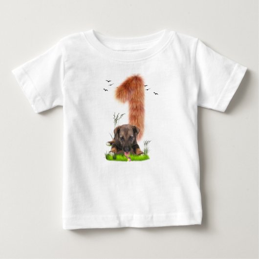 1歳の誕生日パーティー赤ちゃんの女の子と男の子 ベビーTシャツ (正面)