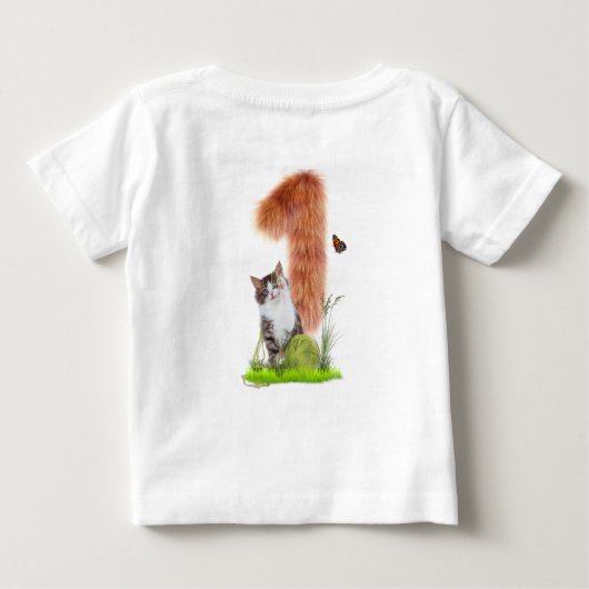 1歳の誕生日パーティー赤ちゃんの女の子と男の子 ベビーTシャツ (裏面)