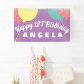 1歳の誕生日パーティー風船カラフル 横断幕 (インサイチュ)