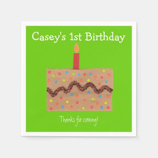 1歳の誕生日パーティー スタンダードカクテルナプキン (正面)