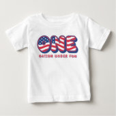 1歳の誕生日パーティー 愛国アメリカ国旗 7月4日 ベビーTシャツ (正面)