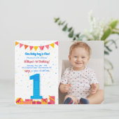 1歳の誕生日パーティー 招待状 (スタンド正面)