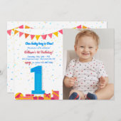 1歳の誕生日パーティー 招待状 (正面/裏面)