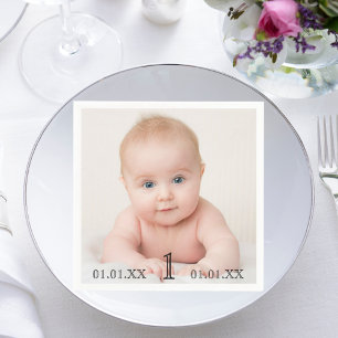 1歳の誕生日パーティー 赤ちゃん 写真 日付 年齢 スタンダードカクテルナプキン