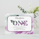 1歳の誕生日パープル素朴グリーンパーティー 招待状 (スタンド正面)
