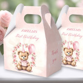 1歳の誕生日ピンクのバラかわいいテディベア フェイバーボックス