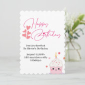 1歳の誕生日ピンクデザイン 招待状 (スタンド正面)
