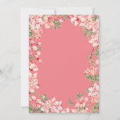 1歳の誕生日ピンクボホ植物花フローラ 招待状 (裏面)