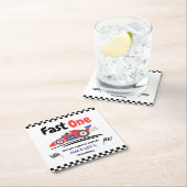 1歳の誕生日ファーストワンレッドブルーレースカー スクエアペーパーコースター (インサイチュ)