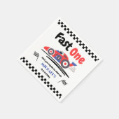 1歳の誕生日ファーストワンレッドブルーレースカー スタンダードカクテルナプキン (角)