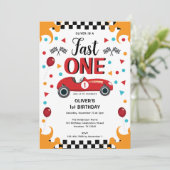 1歳の誕生日ファーストワンレーシングカーパーティの招待状 招待状 (スタンド正面)