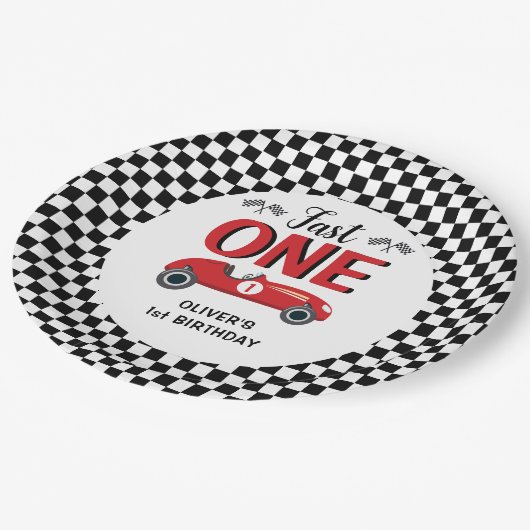 1歳の誕生日ファーストワンレーシングカーパーティー ペーパープレート (アングル)