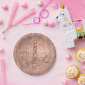 1歳の誕生日フェイクバラ金ゴールドグリッターパーティー ペーパープレート (パーティー)