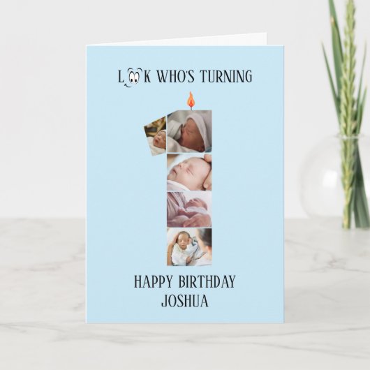 1歳の誕生日フォトカード カード (正面)