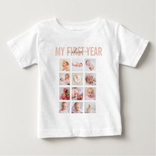 1歳の誕生日フォトコラージュTシャツ 名前入り ベビーTシャツ