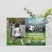 1歳の誕生日フォトスポーツキッズサッカー・パーティー 招待状 (スタンド正面)