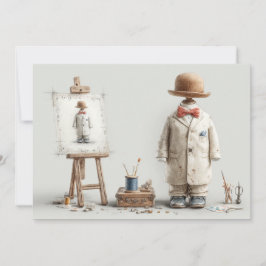 1歳の誕生日フランスのアーティストベビース絵を描ティスタジオ 招待状