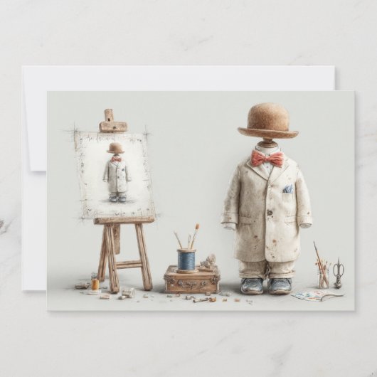 1歳の誕生日フランスのアーティストベビース絵を描ティスタジオ 招待状 (正面)